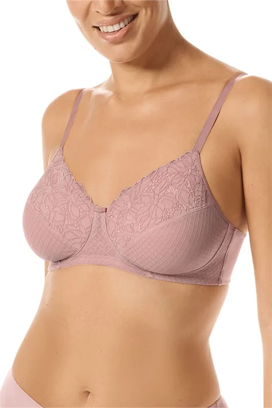 Danielle Wire-Free Bra - light mauve/dark mauve