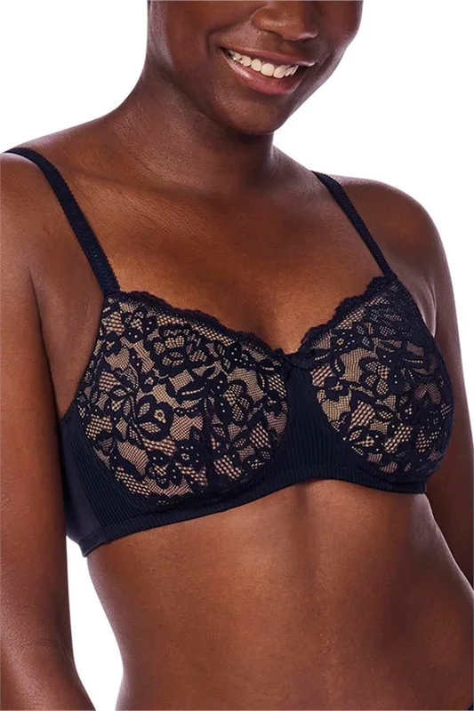 Kyra Padded Wire-Free Bra - dark blue/sand