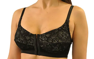 Nearly Me - Lace Cup Front Closure Post Mastectomy Lumpectomy Pocket Bra for Silicone Breast Form Prosthesis Insert Evette #9323